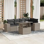 vidaXL Salon de jardin 6 Pièces avec coussins gris clair résine tressée