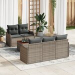 vidaXL Ensemble de Canapé de Jardin 6 pièces avec Coussins Gris Poly Rotin Acacia