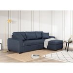 Canapé d'angle convertible réversible - 4 places - Tissu Bleu - HAMILTON - 244 x 151 x 90