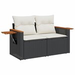 vidaXL Salon de jardin 8 Pièces avec coussins noir résine tressée