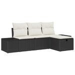 vidaXL Ensemble de Canapé de Jardin 4 pièces avec Coussins en Rotin Noir