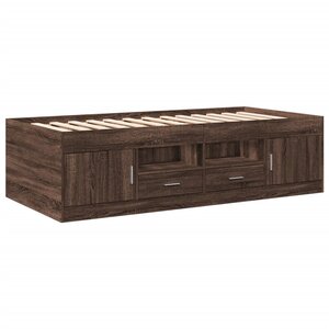 vidaXL Lit de jour et tiroirs chêne marron 100x200cm bois d'ingénierie