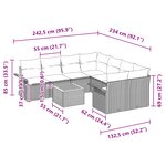 vidaXL Ensemble de Canapé de Jardin 9 pièces avec Coussins Noir Poly Rattan Acacia