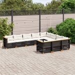 vidaXL Salon de jardin 10 Pièces avec coussins noir résine tressée