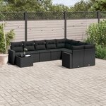vidaXL Salon de jardin 10 Pièces avec coussins noir résine tressée