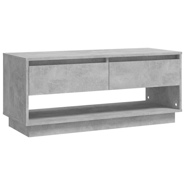 vidaXL Meuble TV gris béton 102x41x44 cm bois d'ingénierie