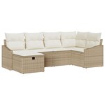 vidaXL Ensemble de Canapés de Jardin 6 Pièces avec Coussins Beige Rotin Synthétique