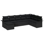 vidaXL Canapé de jardin 8 pièces avec coussins Noir Poly Rotin