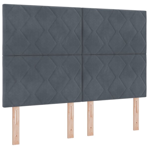 vidaXL Tête de lit Design en Blocs de Diamant Gris Foncé 160 cm Velours