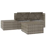 vidaXL Salon de jardin 4 Pièces avec coussins Gris Résine tressée