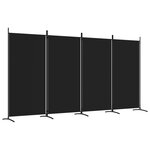 vidaXL Cloison de séparation 4 panneaux Noir 346x180 cm Tissu