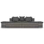 vidaXL Salon de jardin 4 Pièces avec coussins Résine tressée Gris