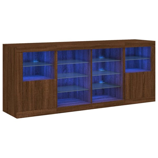 vidaXL Buffet avec lumières LED chêne marron 163x37x67 cm