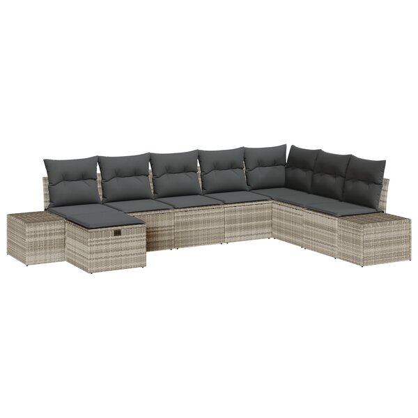vidaXL Ensemble de canapés de jardin 8 pièces avec coussins en rotin poly gris clair
