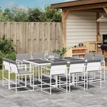 vidaXL Ensemble à manger de jardin avec coussins 11Pièces blanc textilène