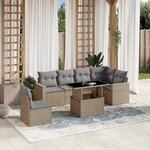 vidaXL Salon de jardin avec coussins 7 Pièces beige résine tressée