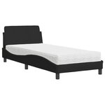 vidaXL Lit avec matelas noir 90x200 cm tissu