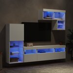 vidaXL Unités murales TV avec LED 6 Pièces blanc bois d'ingénierie