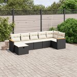 vidaXL Salon de jardin 7 Pièces avec coussins noir résine tressée
