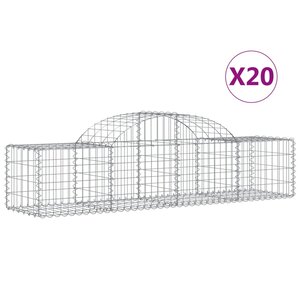vidaXL Paniers à gabions arqués 20 Pièces 200x50x40/60 cm fer galvanisé