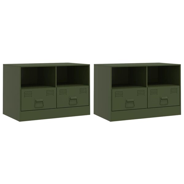 vidaXL Meubles TV 2 Pièces vert olive 67x39x44 cm acier