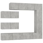 vidaXL Ensemble de meubles TV 7 Pièces Gris béton Bois d'ingénierie