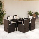 vidaXL Ensemble à manger de jardin et coussins 7 Pièces marron rotin