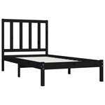 vidaXL Cadre de lit Noir Bois de pin massif 75x190 cm Petit simple