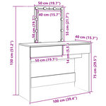 vidaXL Coiffeuse avec LED blanc 100x40x130 cm
