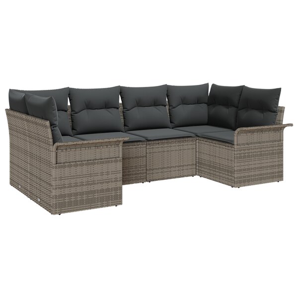 vidaXL Canapé de jardin 6 pièces avec coussins gris en rotin synthétique