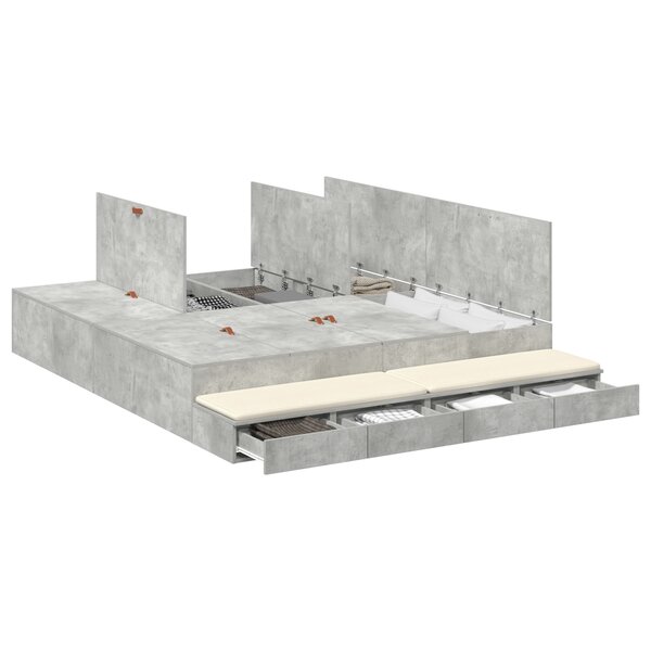 vidaXL Cadre de lit gris béton 200x200 cm
