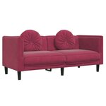 vidaXL Ensemble de canapés 2 Pièces avec coussins rouge bordeaux velours