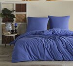 Parure de lit bleue unie 140 x 200 cm