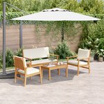 Ensemble de canapé de jardin 4 pièces avec coussins en bois d'acacia
