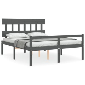 vidaXL Lit pour personne âgée sans matelas gris bois massif