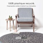 Tapis extérieur terrasse réversible rond - Tapis de jardin imperméable et résistant UV - Mandala - Gris - 170 cm - HOMESCAPES