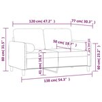 vidaXL Canapé 2 places avec oreillers décoratifs jaune 120 cm velours