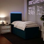 vidaXL Sommier à lattes de lit avec matelas bleu 90x200 cm velours