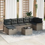 vidaXL Ensemble de canapé de jardin 8 pièces avec coussins gris en poly rattan