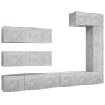 vidaXL Ensemble de meubles TV 7 Pièces Gris béton Bois d'ingénierie