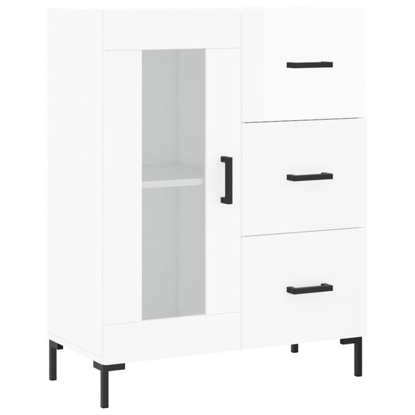 vidaXL Buffet Blanc brillant 69 5x34x90 cm Bois d'ingénierie