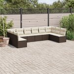 vidaXL Salon de jardin 10 Pièces avec coussins marron résine tressée