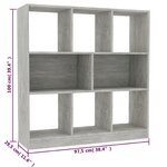 vidaXL Bibliothèque Gris béton 97 5x29 5x100 cm Bois d'ingénierie