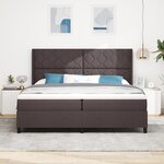 vidaXL Lit box spring avec matelas et LED Marron foncé 200x200 cm Tissu