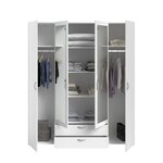 Armoire à décor blanc 4 portes battantes + 2 miroirs + 2 tiroirs 160 x 51 x Hauteur 185 cm