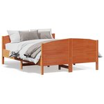 vidaXL Cadre de lit sans matelas cire marron 135x190cm bois pin massif