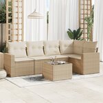 vidaXL Salon de jardin avec coussins 6 Pièces beige résine tressée