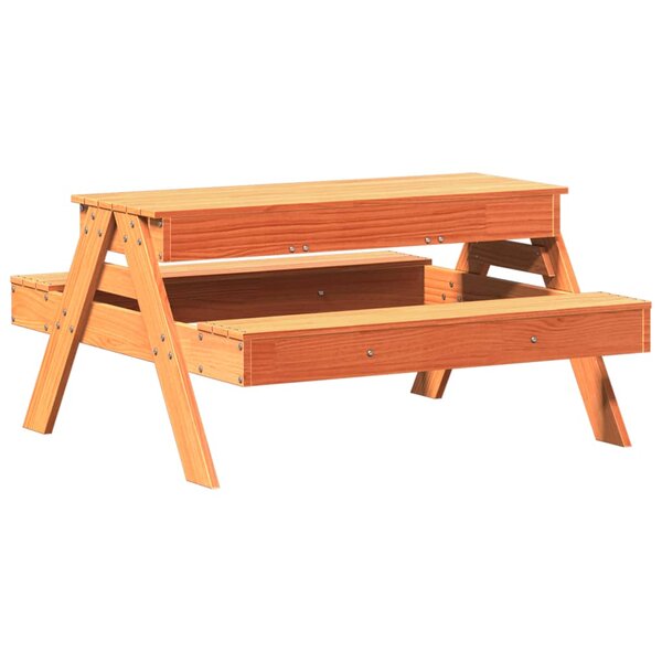 vidaXL Table de pique-nique avec bac à sable pour enfants marron cire