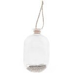 Bouteille en verre avec paillettes argentées à suspendre