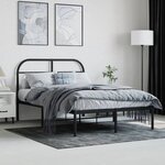 vidaXL Cadre de lit métal sans matelas avec tête de lit noir 120x200cm